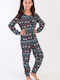 Vienetta Secret Kids' One-piece Pajamas Winter Cotton Blue Marine
