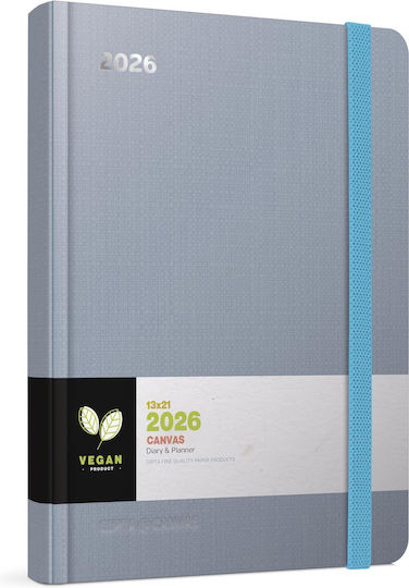 Unipap Daily Diary Canvas 2026 13x21 Fume Blue 626-1213-50