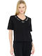 Women's Blouse with V Neckline Nero