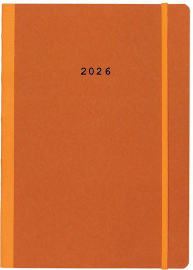 Next Дневник 2026 Natural Дневен Flexi Оранжева Ластик 17x25см Възможност За Печат