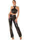 Damen Hoch tailliert Stoff Hose in Geradem Schnitt Black