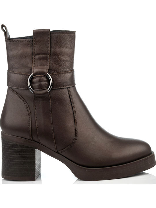 Leather Women's Ankle Boots Brown