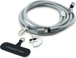 Karl Lagerfeld Universal Cbdy Choupette Charm Usb-c/usb-c Cable Lanyard Black Klccucnmsckig