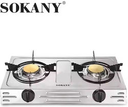 Sokany Επιτραπέζια Εστία Υγραερίου Διπλή Inox