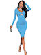 Summer Midi Evening Dress Blue