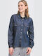 Women's Denim Long Sleeve Shirt Blue Denim