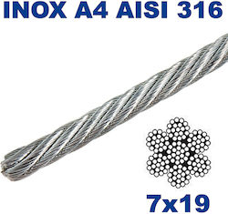 M8036-4-3 Stainless Steel Wire Rope Ø3mm Inox A4-aisi 316 1 Meter