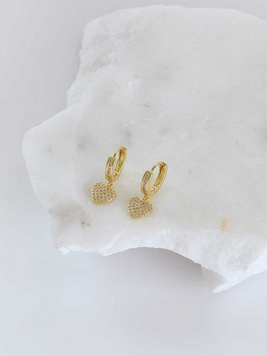 Celestino Women's Earrings Hanging Heart White