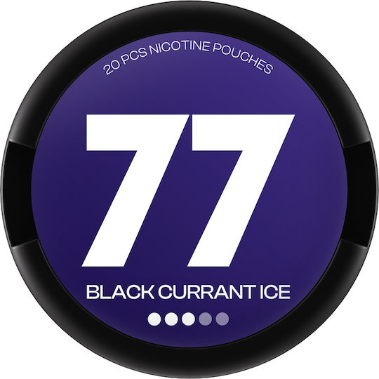 77 NICOTINE POUCHES 77 Black Currant Slim Medii Pliculețe de Nicotină 16mg/g – 10.4mg/p