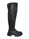 Synthetic Leather Medium Heel Women's Boots Black
