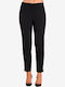 Women's Fabric Trousers with Elastic Slim Fit Black