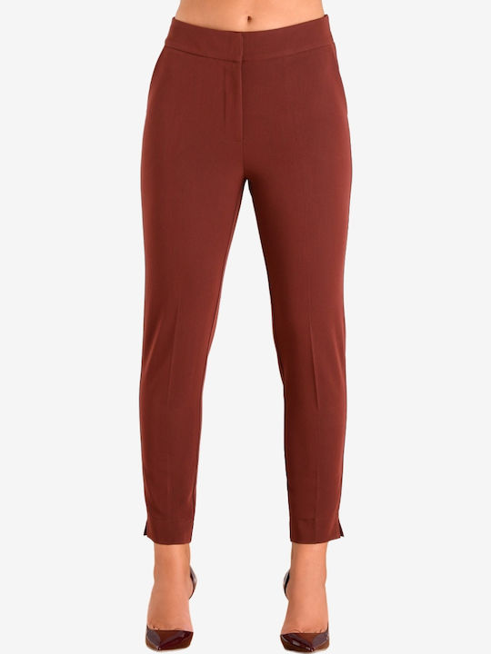 Derpouli Women's Fabric Trousers with Elastic S...
