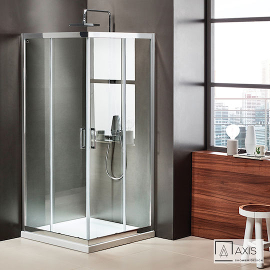 Axis Corner Entry Cabinet Duș cu Glisare Ușă 80x80x195cm Chrome