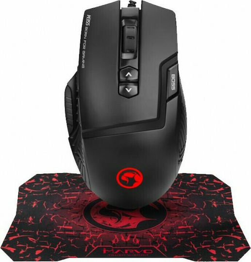 Marvo M355 + Mousepad Gaming Ποντίκι 6400 DPI Μαύρο