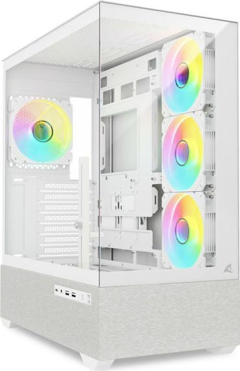 Sharkoon AK7 ARGB Gaming Midi-Turm Computergehäuse mit Seitenfenster Weiß