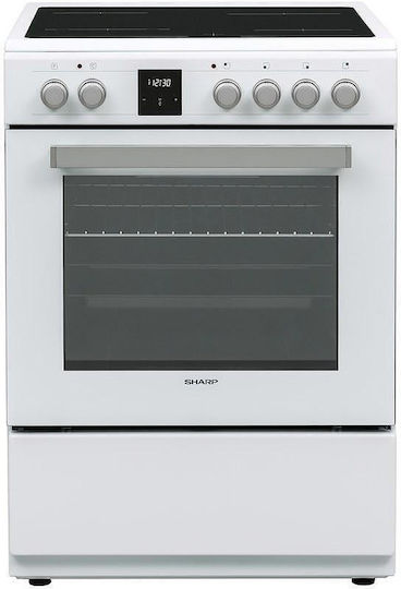 Sharp Aragaz 65lt cu Plite Ceramice L60cm. Albă