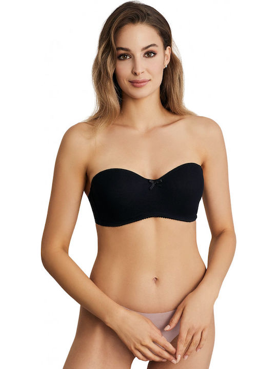 Μαύρο Strapless Σουτιέν χωρίς Ενίσχυση με Μπανέλες