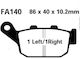 Brake Pads Fa140 Adige P103 Asx Organic Transalp 600/650 Africa 750 93 Nx 650 Deauville Rear