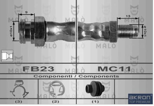 Brake Hose Front Tip Temp Fiorino Nm 1521.180wolf/2070198.1