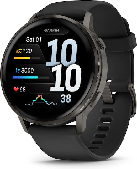 Garmin Venu Stainless Steel 45mm Αδιάβροχο Smartwatch με