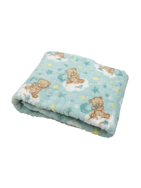Kamtex Baby Κουβέρτα Αγκαλιάς & Λίκνου Βελουτέ Τιρκουάζ 100x115εκ.