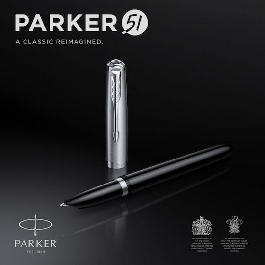 Parker Πένα Γραφής Fine από Ατσάλι με Μαύρο Μελάνι