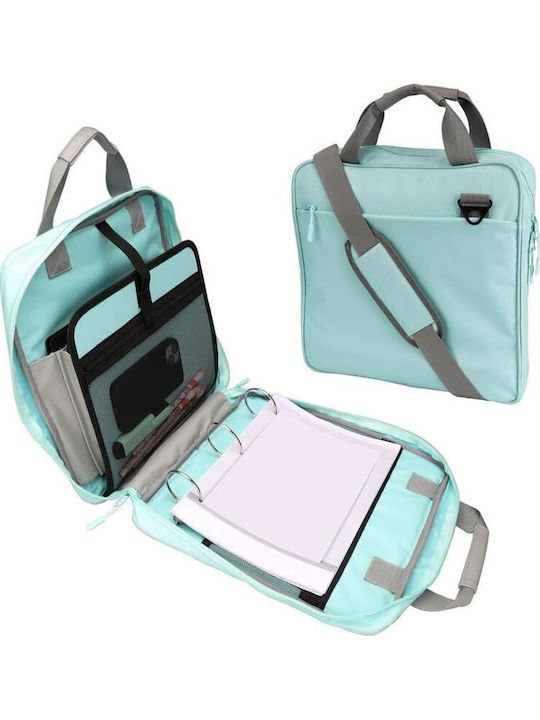 Multifunctional Shoulder Bag Belle Vous Binder Clip System Storing Documents Laptop 34 X 35 Cm Made Durable Nylon Suitable Students Teachers Office Turquoise