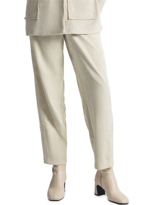 Moutaki Femeiesc Tesatura Pantaloni Ecru Moutaki Femeiesc Tesatura Pantaloni Ecru