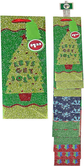 Christmas Glitter Paper Wine Gift Bag 35.5x11.5x11.5cm 1 Piece Xmasfest 1133922 Random Design Choice