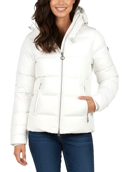 Cobas Kurz Damen Puffer Jacke für Winter Ecru