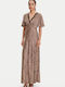 Summer Maxi Evening Brown Dress