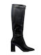 Leder Damenstiefel Schwarz