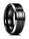 Men's Ring Black Two Stripes Surgical Steel Hypoallergenic