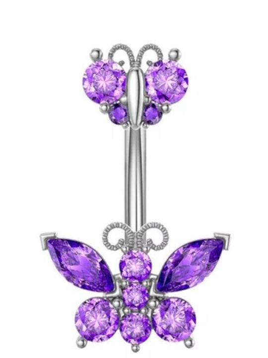 Bauchnabel Piercing Schmetterling Chirurgischer Stahl Hypoallergen Lila