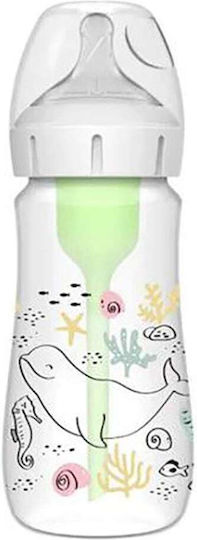 Dr. Brown's Plastic Baby Bottle Natural Flow Options Anti-Colic with Silicone Teat for 0+ Months Transparent 270ml