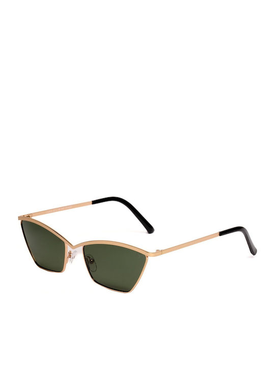 AV Sunglasses Luxa Women's Sunglasses with Gold Metal Frame and Green Polarized Lens 130-GOLD