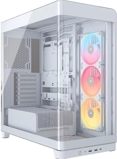 Corsair Frame 4500X LX-R RGB Геймърско бюро Midi Tower Компютърна кутия със страничен прозорец Бял