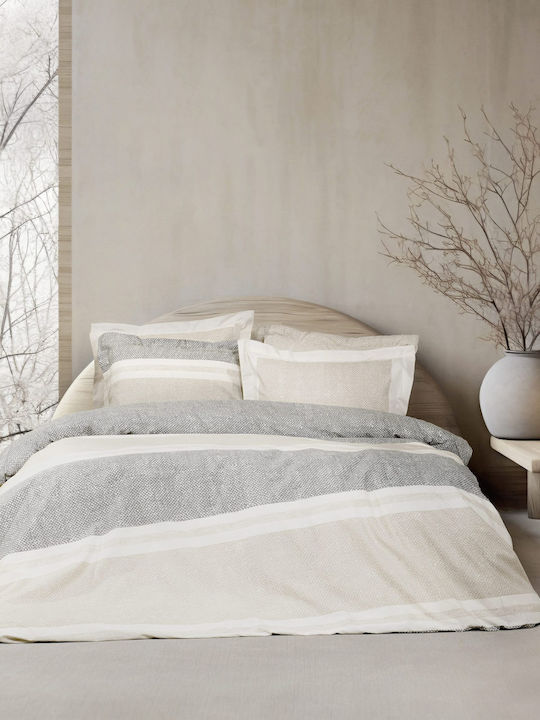 Nima Bettbezug-Set Baumwolle Einzelbett mit Kissenbezug 160x240 Lido Beige