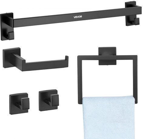 Vevor Set Schwarz Matt Badezimmerhaken 5 Stück Badezimmerzubehör Inox 24 Zoll 61,0 cm Handtuchstange Handtuchregal 2 Handtuchhaken Handtuchhalter Bademantelhalter Toilettenpapierhalter Badezimmer Wandhalterung Vevor Set Schwarz Matt Badezimmerhaken 5 Stück Badezimmerzubehör Inox 24 Zoll 61,0 cm Handtuchstange Handtuchregal 2 Handtuchhaken Handtuchhalter Bademantelhalter Toilettenpapierhalter Badezimmer Wandhalterung