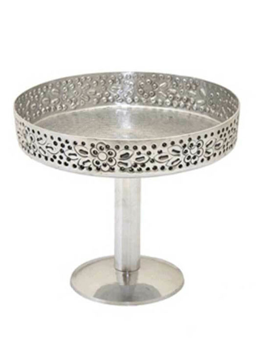 Metallic Round Small Perforated Footed Platter 10cm Bah123 Metal Espiel Silver