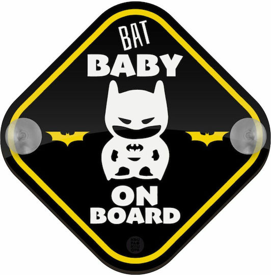 Bat Baby On Board Car Sign Baby On Board Wooden with Suction Cups 16x16cm