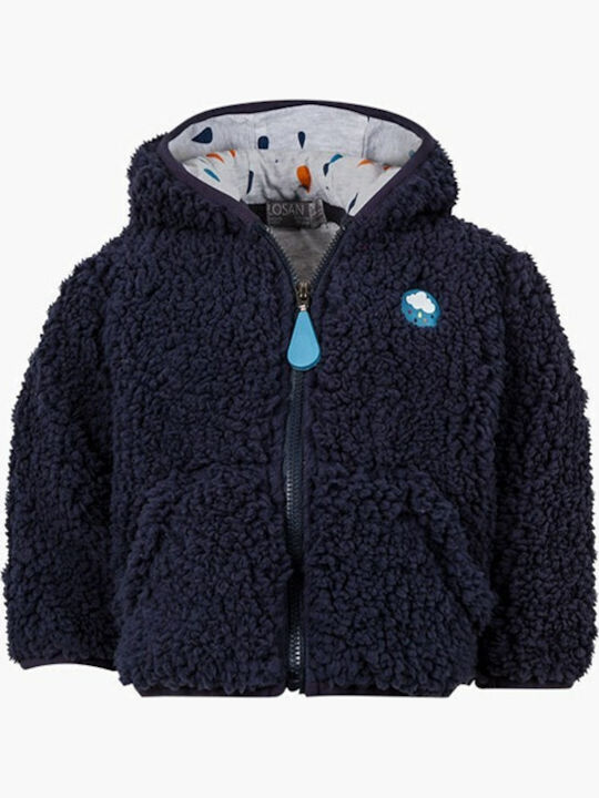 Kids Cardigan Cotton with Hood Navy Blue