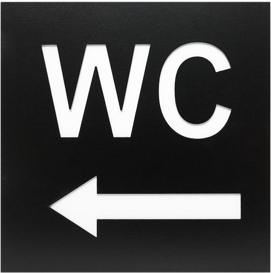 515 Σήμανση Τετράγωνη Inox Wc Κατεύθυνση Προς Αριστερά 12x12 Εκ Μαύρο Ματ