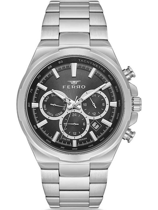 Ferro Men's Watch Battery with Silver Metal Bracelet