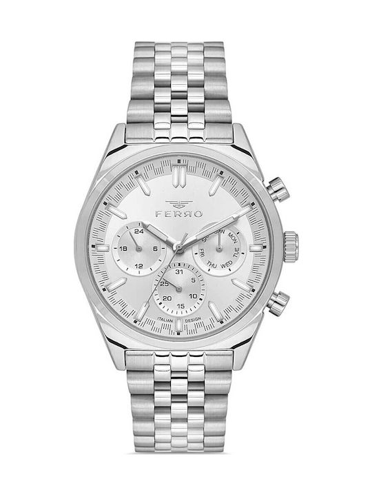 Ferro Men's Watch Battery with Silver Metal Bracelet
