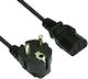 VCOM Schuko / IEC C13 - Schuko / IEC C13 Cable 1.8m Μαύρο