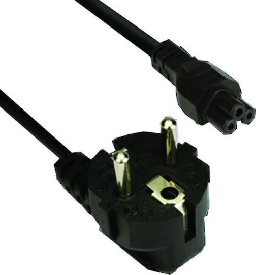 VCOM Schuko / IEC C5 - Schuko / IEC C5 Cable 3m Μαύρο
