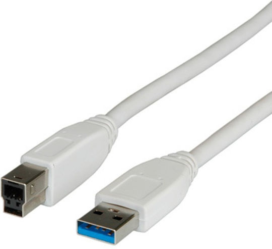 Roline S3002-50 USB 3.0 A Male to USB 3.0 B Male Cable 1.8m White