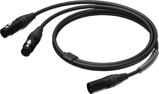 Procab Cable XLR male - 2 x XLR female Μαύρο 1.5m PRA736/1.5