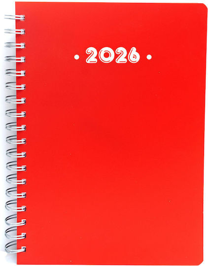 Υδρόγειος Ημερήσιο Ημερολόγιο Σπιράλ P.p 2026 Red 12x17 0343